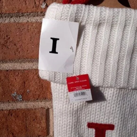 Knit Monogram Christmas Stocking - White - Letter I - Picture 5 of 5